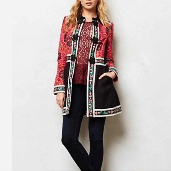 elevenses Jackets & Blazers - Anthropology Elevenses Satsuma Embroidered Coat Rare